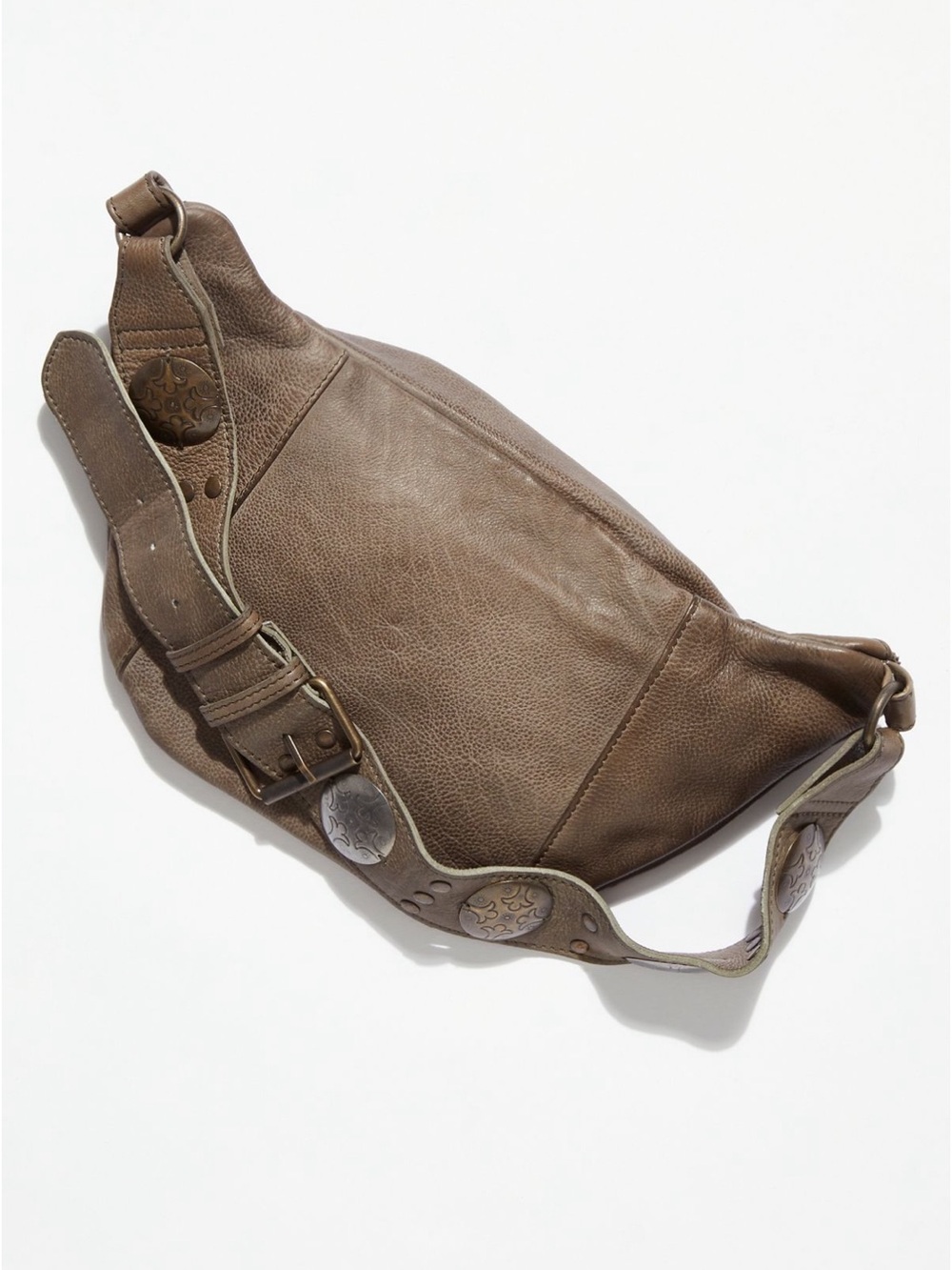 Free People Wilder Embellished Leather Sling Bag Crossbody Frozen Earth - Picture 5 of 14